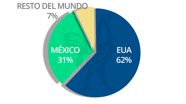 Distribución por región Casa Sauza