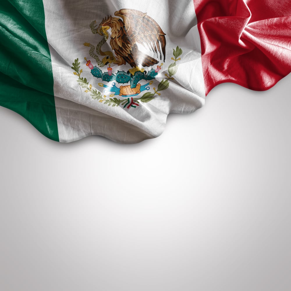 Waving flag of Mexico