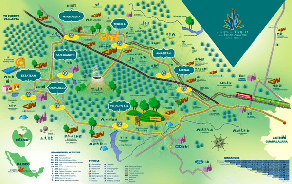 mapa tequila Jalisco y cercanías